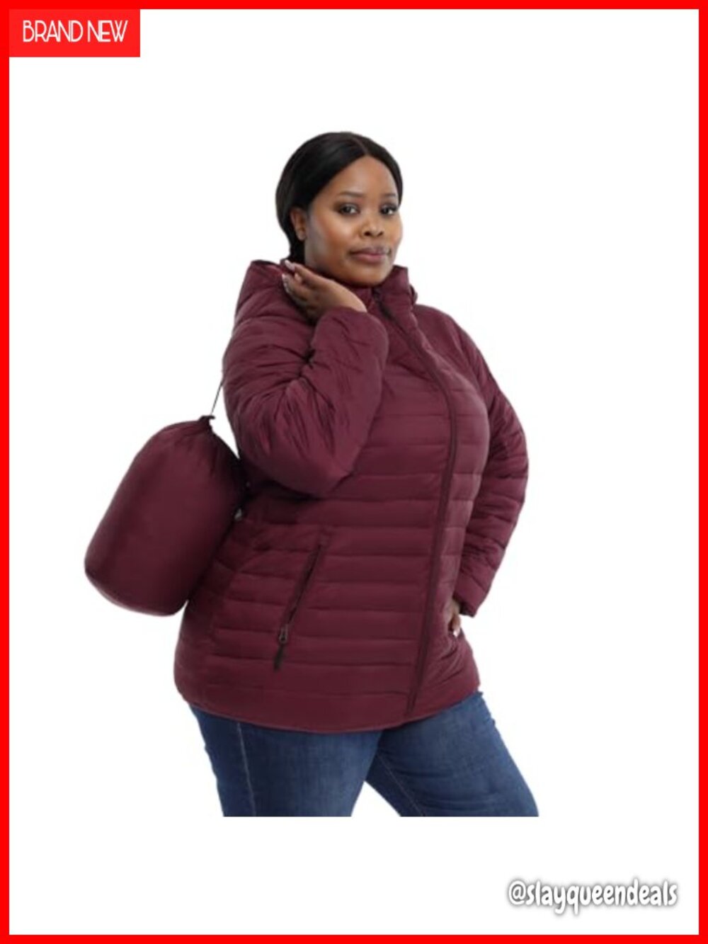 Plus Size Puffer Jacket Lightweight Water-Resistant Packable Winter Coat 1X-6X